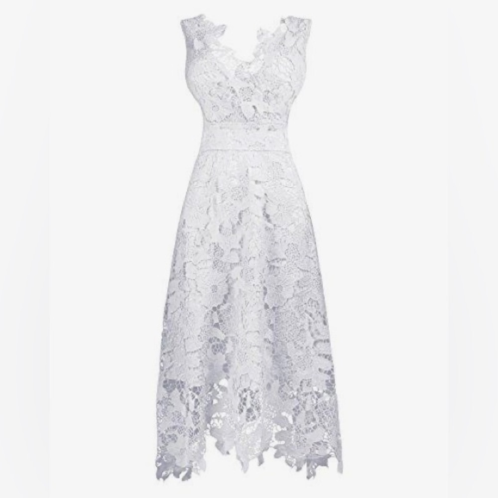 NWT white floral lace v-neck cocktail dress